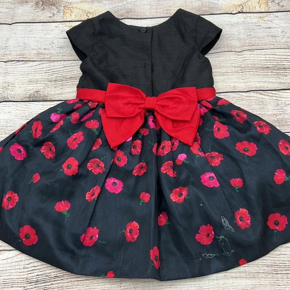 Gymboree Red and Black Poppy Taffeta Bow Back Dress Girls Size 5T - Picture 5 of 6